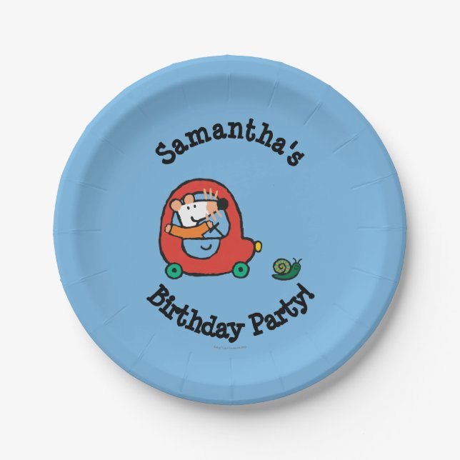 Maisy fährt ein niedliches rotes Auto Pappteller (Vorderseite)