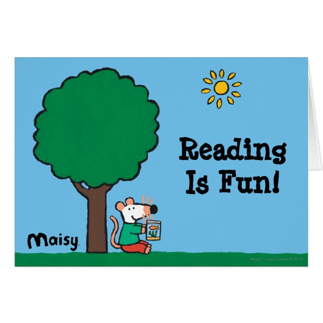 Maisy liest ihr Bibliotheks-Buch draußen (Vorderseite (Horizontal))