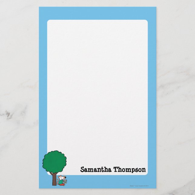 Maisy liest ihr Bibliotheksbuch draußen Briefpapier (Vorderseite)