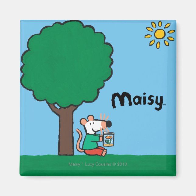 Maisy liest ihr Bibliotheksbuch im Freien Magnet (Vorne)