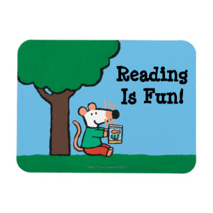 Maisy liest ihr Bibliotheksbuch im Freien Magnet