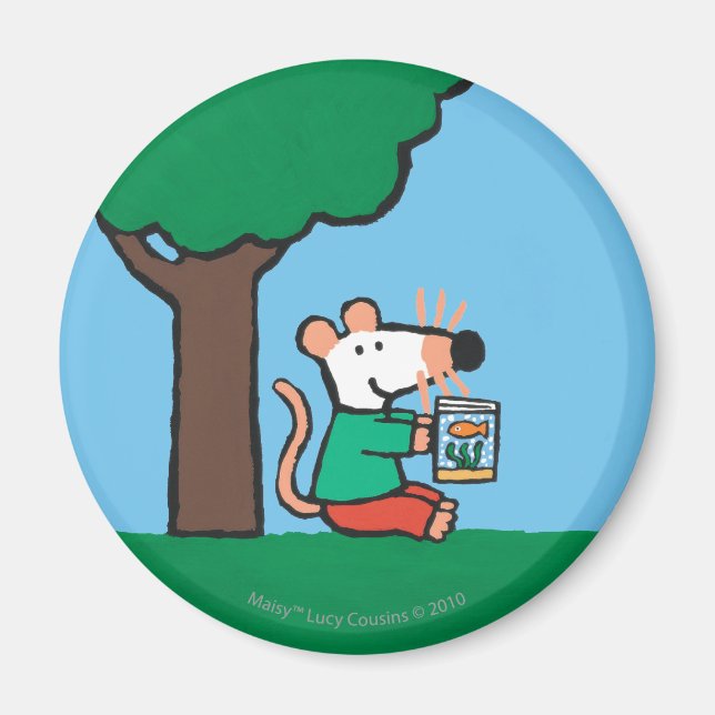 Maisy liest ihr Bibliotheksbuch im Freien Magnet (Vorne)