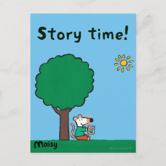 Maisy liest ihr Bibliotheksbuch im Freien Postkarte