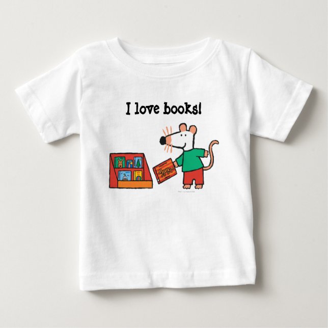 Maisy mit Bibliotheksbüchern Baby T-shirt (Vorderseite)