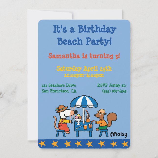 Maisy und Cyril Birthday Einladung (Vorderseite)