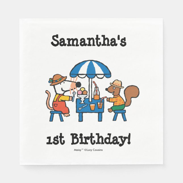 Maisy und Cyril Birthday Serviette (Vorderseite)