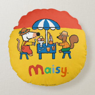 Maisy und Cyril Snacktime am Strand Rundes Kissen