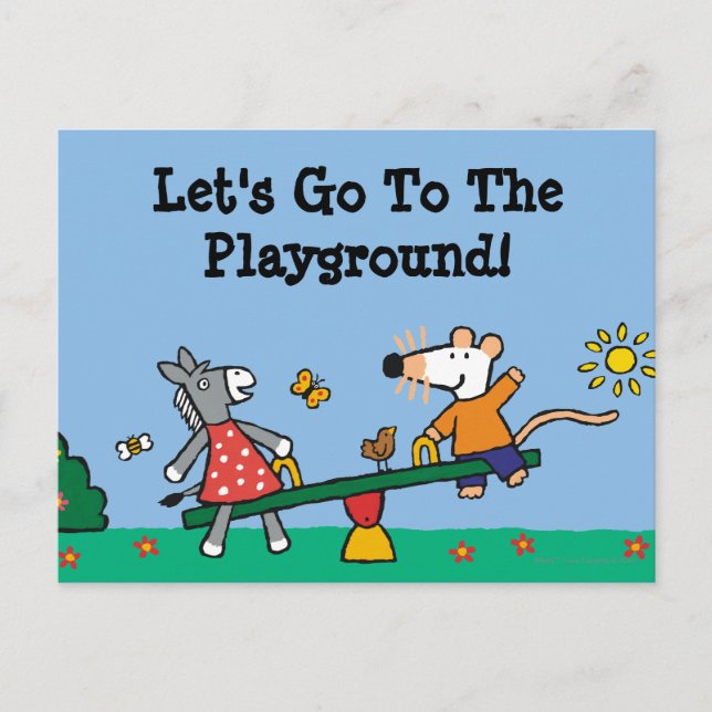 Maisy und Dotty Seesaw am Spielplatz Postkarte (Vorderseite)