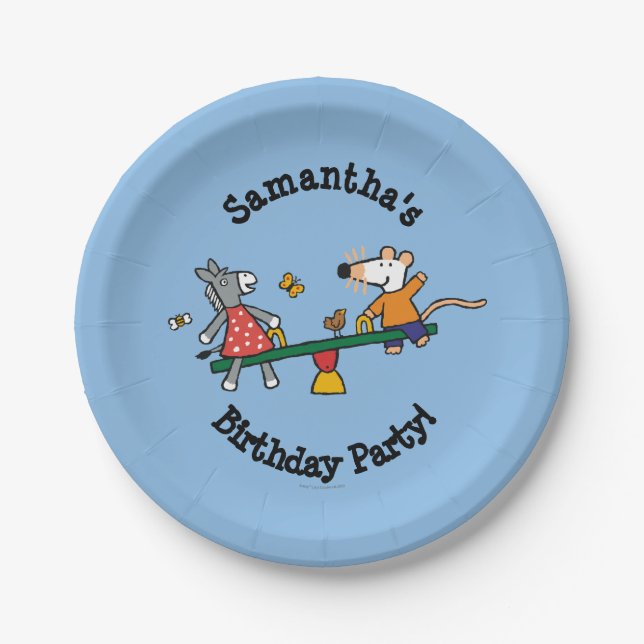 Maisy und Dotty ständiges Schwanken am Spielplatz Pappteller (Vorderseite)