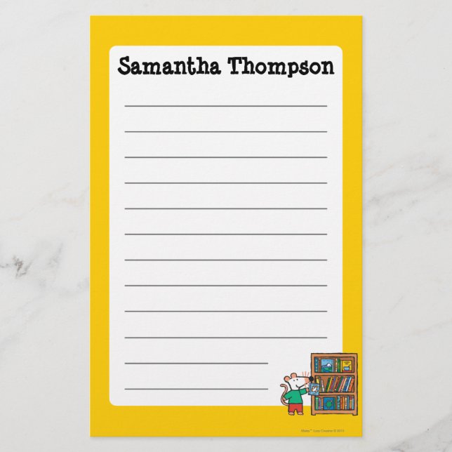 Maisy und ein Bücherregal der Bücher Briefpapier (Vorderseite)