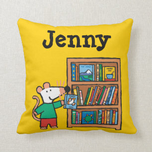 Maisy und ein Bücherregal Kissen