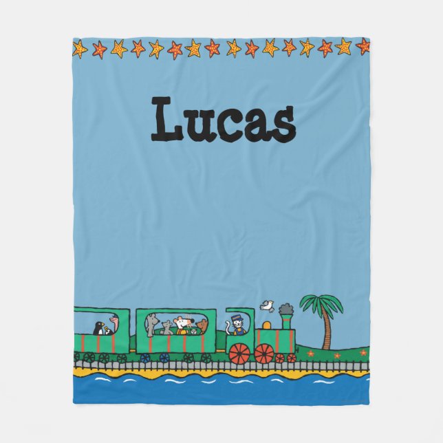 Maisy und Freunde fahren mit grünem Zug Fleecedecke (Vorderseite)