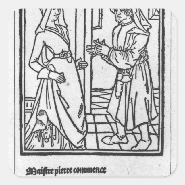 Maitre Pathelin und Guillemette Quadratischer Aufkleber (Vorderseite)