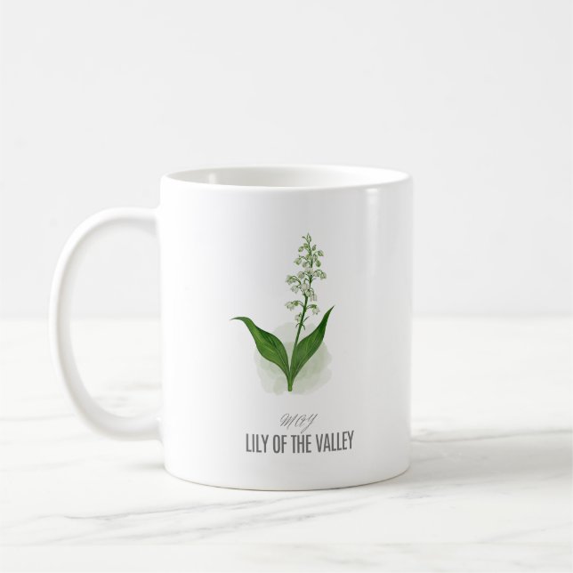 Maiveilchen-Geburtsblumen-T-Shirt Aquarell Kaffeetasse (Links)