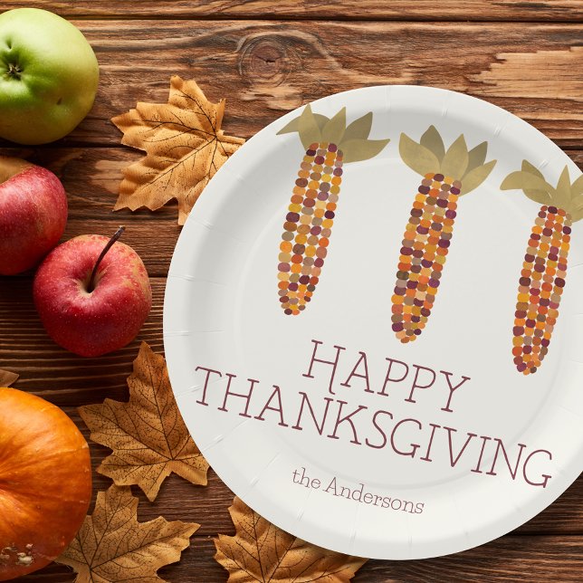 Maize or Indian Corn Happy Thanksgiving Pappteller (Von Creator hochgeladen)