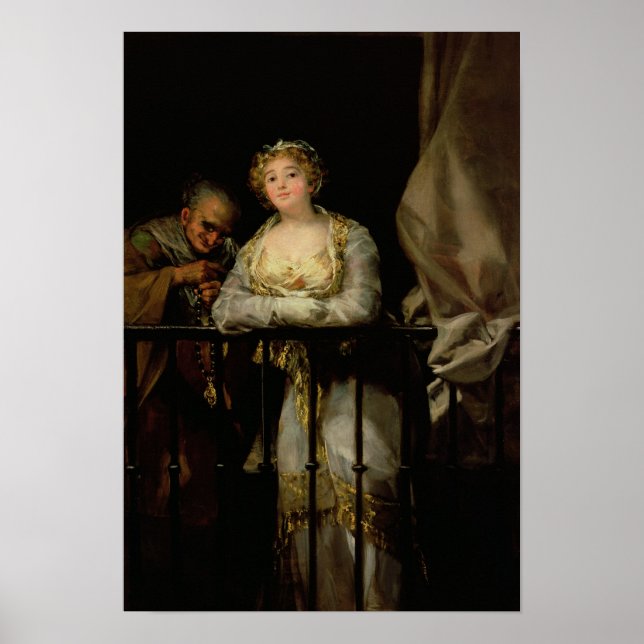 Maja und Celestina auf einem Balkon, 1805-12 Poster (Vorne)