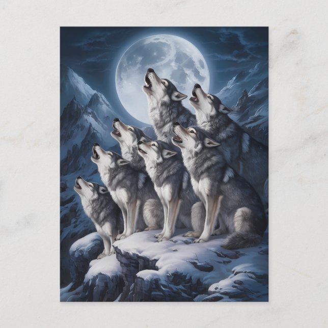 Majestät des Wolf Moon Postkarte (Vorderseite)