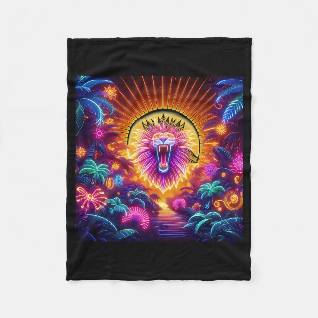 Majestät The Lion Neon Jungle BLANKET Fleecedecke (Vorderseite)