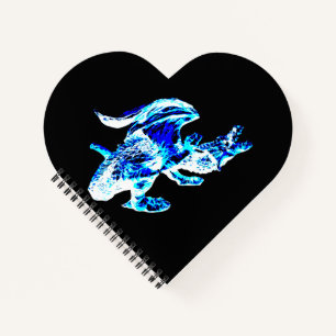 Majestätig Blauer Frost Drache Herzförmige Fantasi Notizbuch