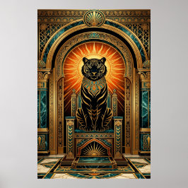 Majestätiger Art Deco Tiger im Goldfolienstil Poster
