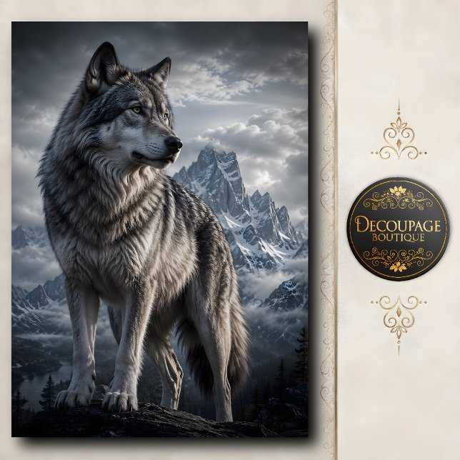 Majestätiger Bergwolf-Dekupage Seidenpapier (Majestic Mountain Wolf Decoupage Tissue Paper)