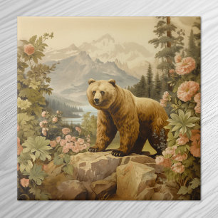 Majestätiger Grizzlybär in einem Wald Fliese