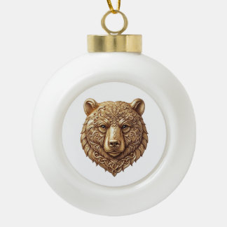 Majestätiger Grizzlybär Keramik-Weihnachtsbaumschm Keramik Kugel-Ornament