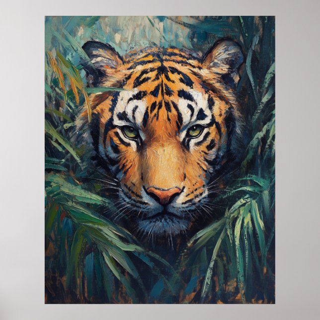 Majestätiger im Dschungelfoliage Poster (Vorne)