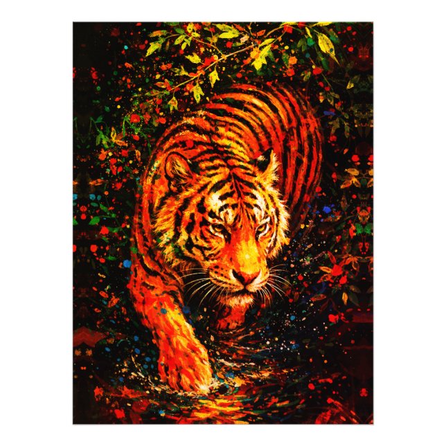 Majestätiger im Wasser Farbiger Spritzer Fotodruck (Vorne)