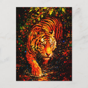 Majestätiger im Wasser Farbiger Spritzer Postkarte