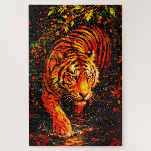 Majestätiger im Wasser Farbiger Spritzer Puzzle