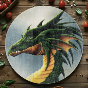 Majestätiger Smaragdgrüner Drache Fantasy Schneidebrett