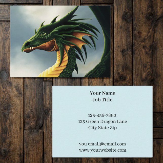 Majestätiger Smaragdgrüner Drache Fantasy Visitenkarte (Von Creator hochgeladen)