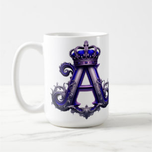 Majestätiger verzierter Buchstabe A mit Krone Kaffeetasse