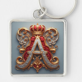 Majestätiger verzierter Buchstabe A mit Krone Schlüsselanhänger