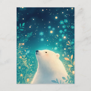 Majestätiger Weißer Eisbär im Sternengarten Postkarte