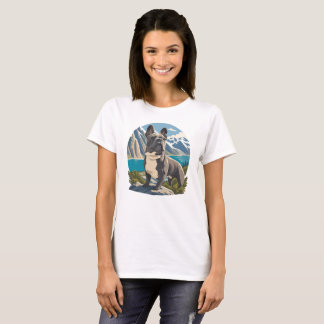 Majestätiges Französische Bulldogge Bergsee Abente T-Shirt