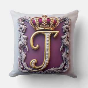 Majestätiges goldenes Monogramm mit Krone auf köni Kissen