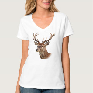 Majestätiges Hirschporträt mit großen Geweihen T-Shirt