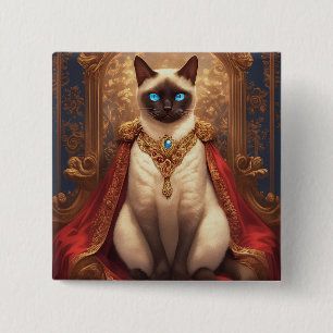 Majestätiges königliches siamesisches Katzenporträ Button