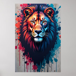 Majestätiges Löwe Graffiti-Kunstposter Poster