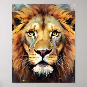 Majestätiges Löwen-Spirit-Wasserfarbenporträt Poster