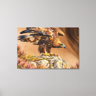 Majestätiges Steinadlerbild auf Felsen gemalt Leinwanddruck