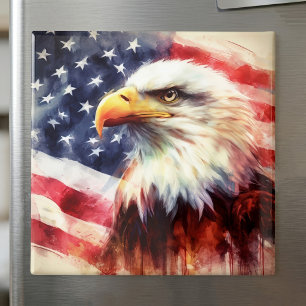 Majestätiges Weißkopfseeadler-Porträt mit amerikan Magnet