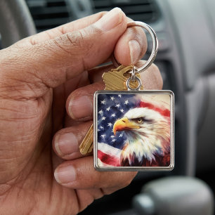 Majestätiges Weißkopfseeadler-Porträt mit amerikan Schlüsselanhänger