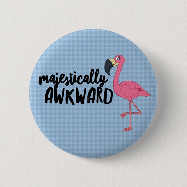 Majestätisch unbeholfener Flamingo-Button Button (Vorderseite)