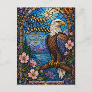 Majestätische Adler-Buntglas-Geburtstagskarte Postkarte
