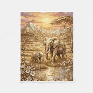 Majestätische afrikanische Elefanten in goldenem S Fleecedecke
