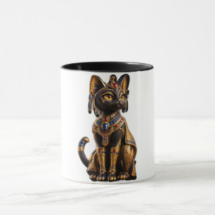 Majestätische altägyptische Katzen-Gottheit Gold Tasse