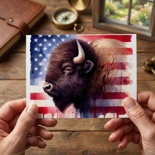 Majestätische amerikanische Bisons und patriotisch Postkarte